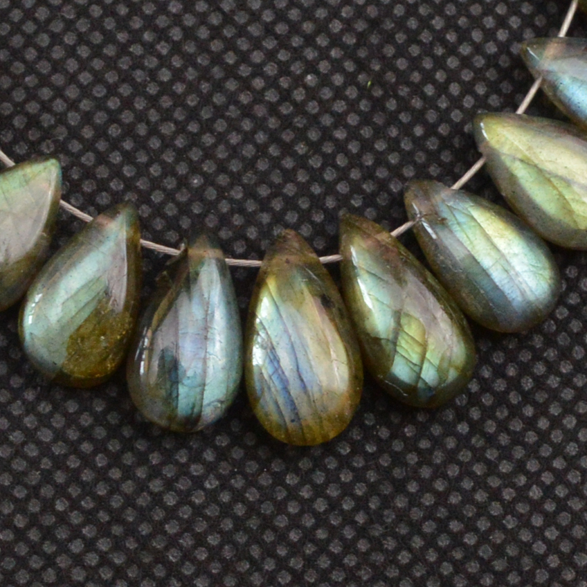 31 Pcs 102 Cts Natural Labradorite Side Drill Tear Drop Briolette Healing Crystal 12x5 10x5mm 18606