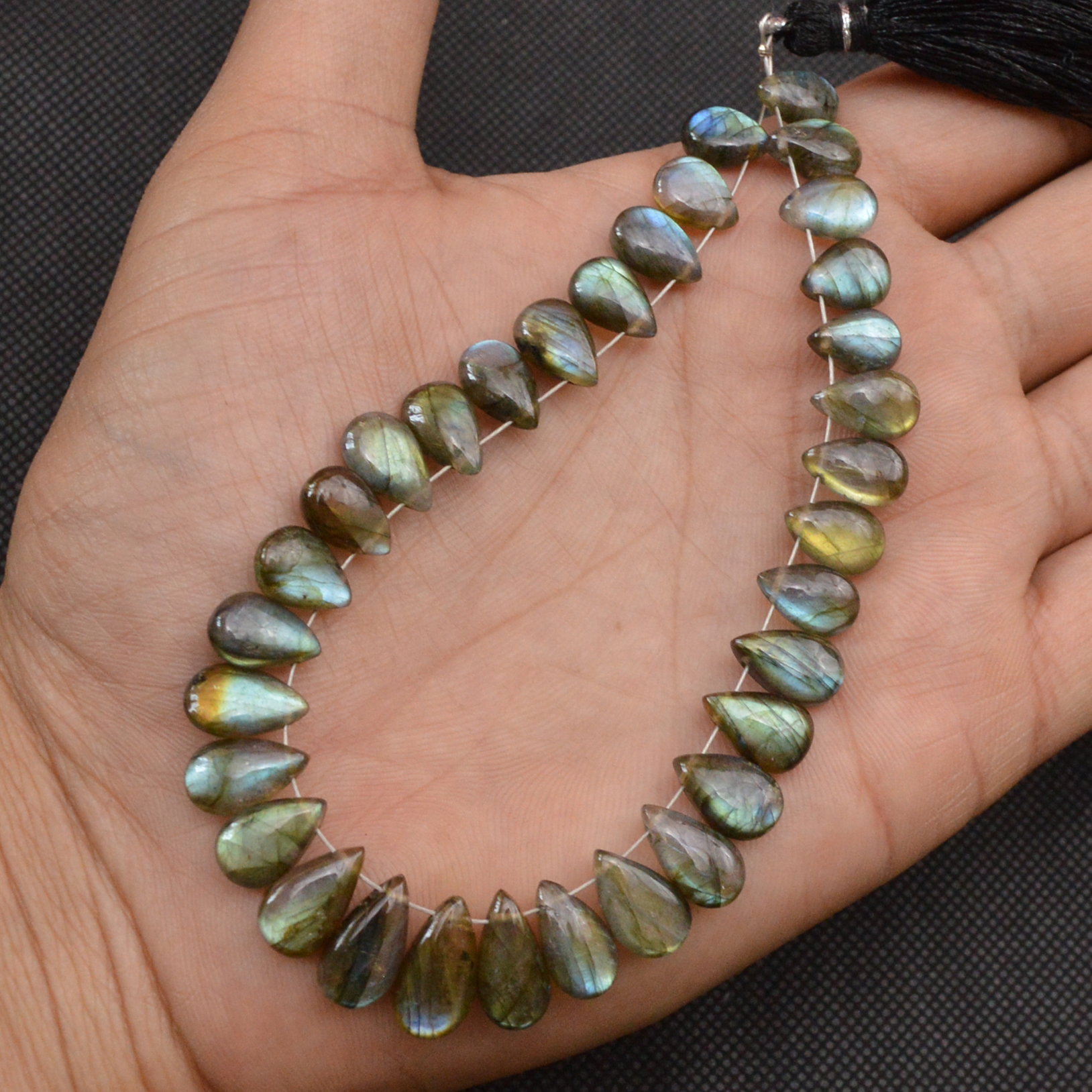 31 Pcs 102 Cts Natural Labradorite Side Drill Tear Drop Briolette Healing Crystal 12x5 10x5mm 18606
