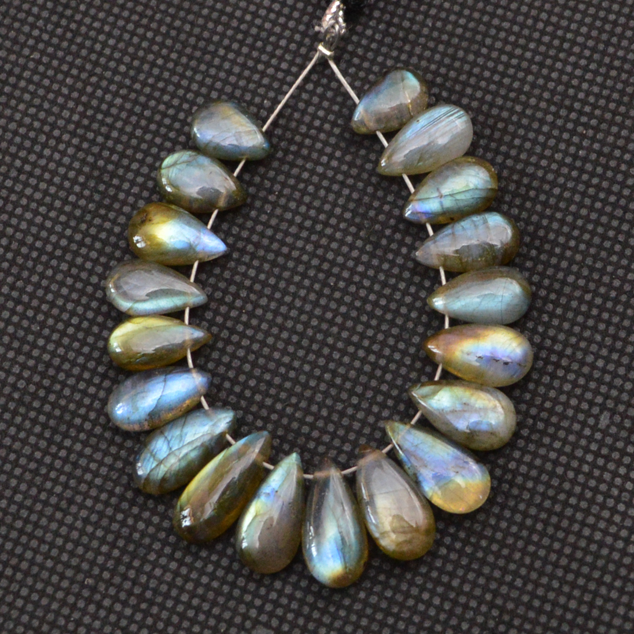 19 Pcs 55 Cts Natural Labradorite Side Drill Tear Drop Briolette Healing Crystal 14x5 9x5mm 18607