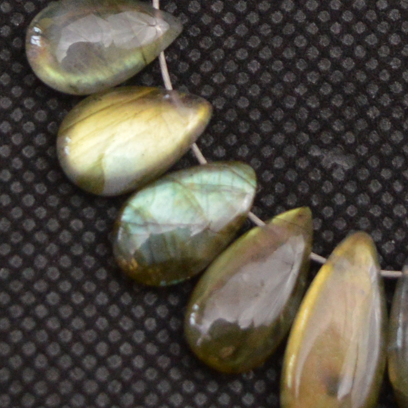 24 Pcs 62 Cts Natural Labradorite Side Drill Tear Drop Briolette Healing Crystal 15x5 9x5mm 18608