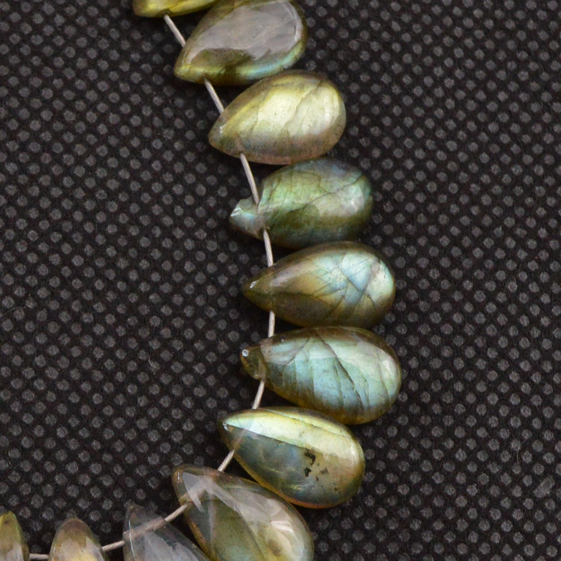 24 Pcs 62 Cts Natural Labradorite Side Drill Tear Drop Briolette Healing Crystal 15x5 9x5mm 18608