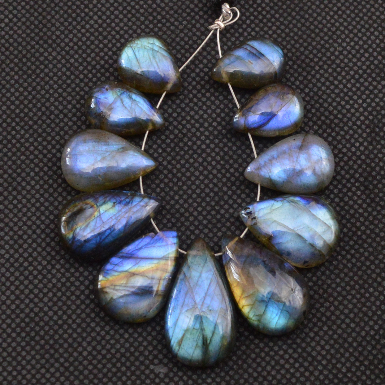 11 Pcs 123 Cts Natural Labradorite Side Drill Tear Drop Briolette Healing Crystal 24x12 13x10mm 18610
