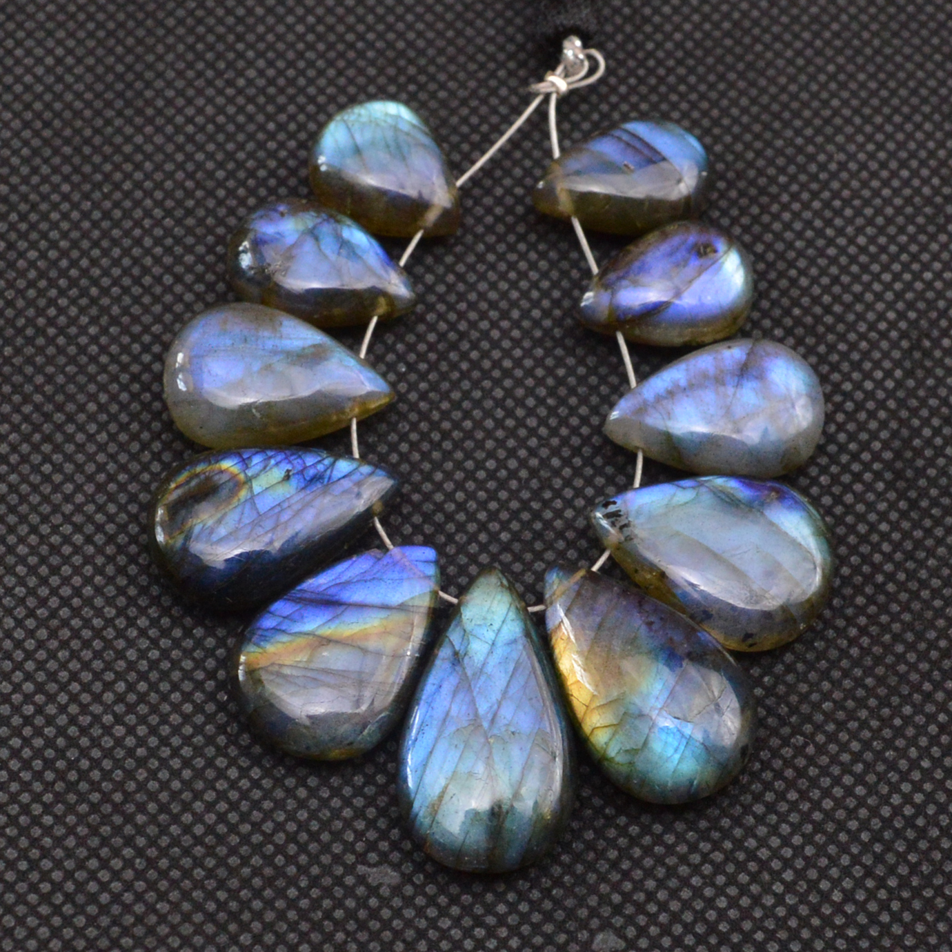 11 Pcs 123 Cts Natural Labradorite Side Drill Tear Drop Briolette Healing Crystal 24x12 13x10mm 18610