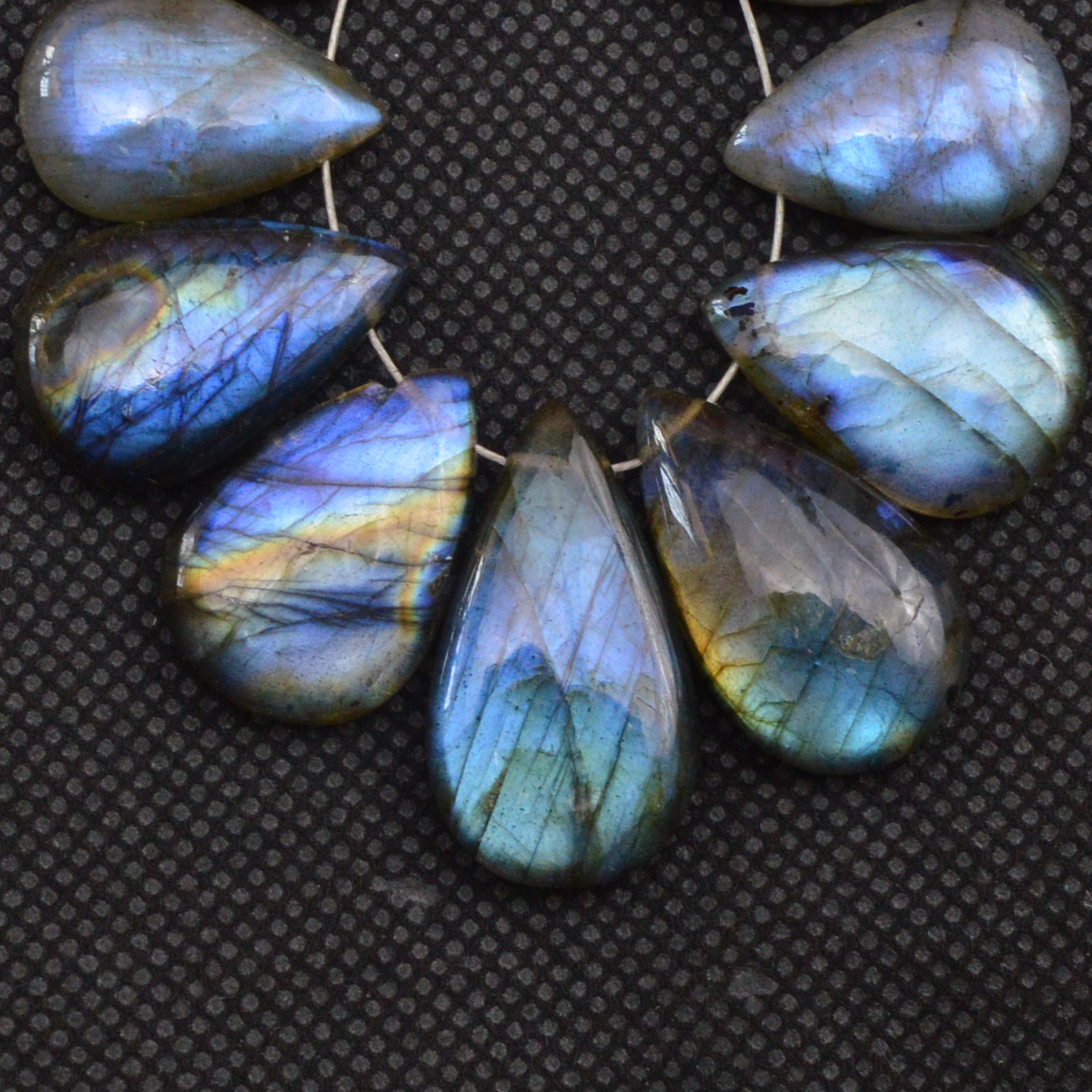 11 Pcs 123 Cts Natural Labradorite Side Drill Tear Drop Briolette Healing Crystal 24x12 13x10mm 18610