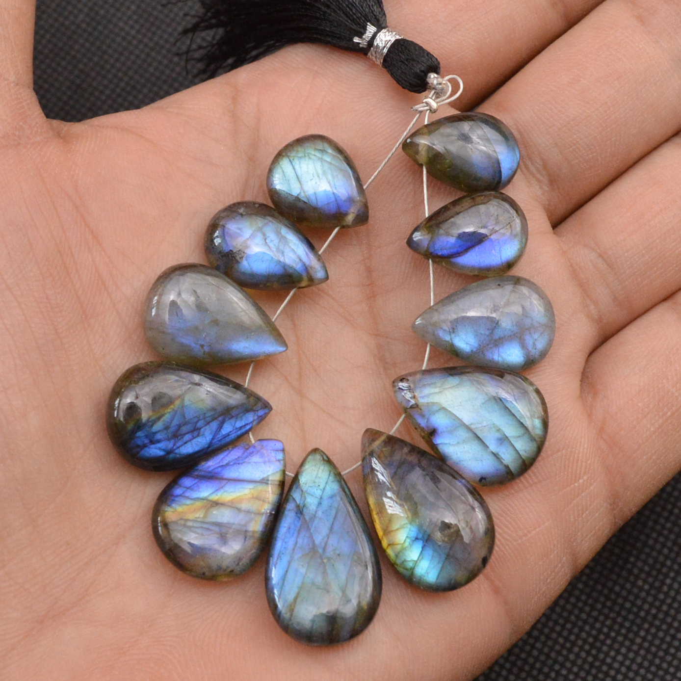 11 Pcs 123 Cts Natural Labradorite Side Drill Tear Drop Briolette Healing Crystal 24x12 13x10mm 18610