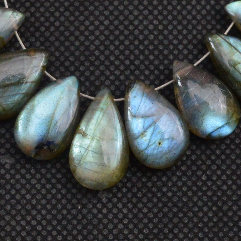 21 Pcs 135 Cts Natural Labradorite Side Drill Tear Drop Briolette Healing Crystal 16x10 10x9mm 18611
