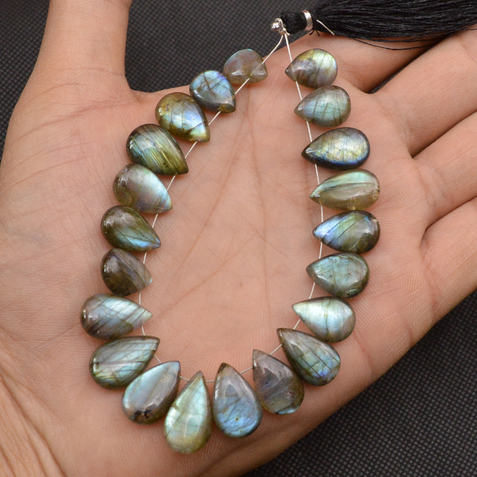 21 Pcs 135 Cts Natural Labradorite Side Drill Tear Drop Briolette Healing Crystal 16x10 10x9mm 18611