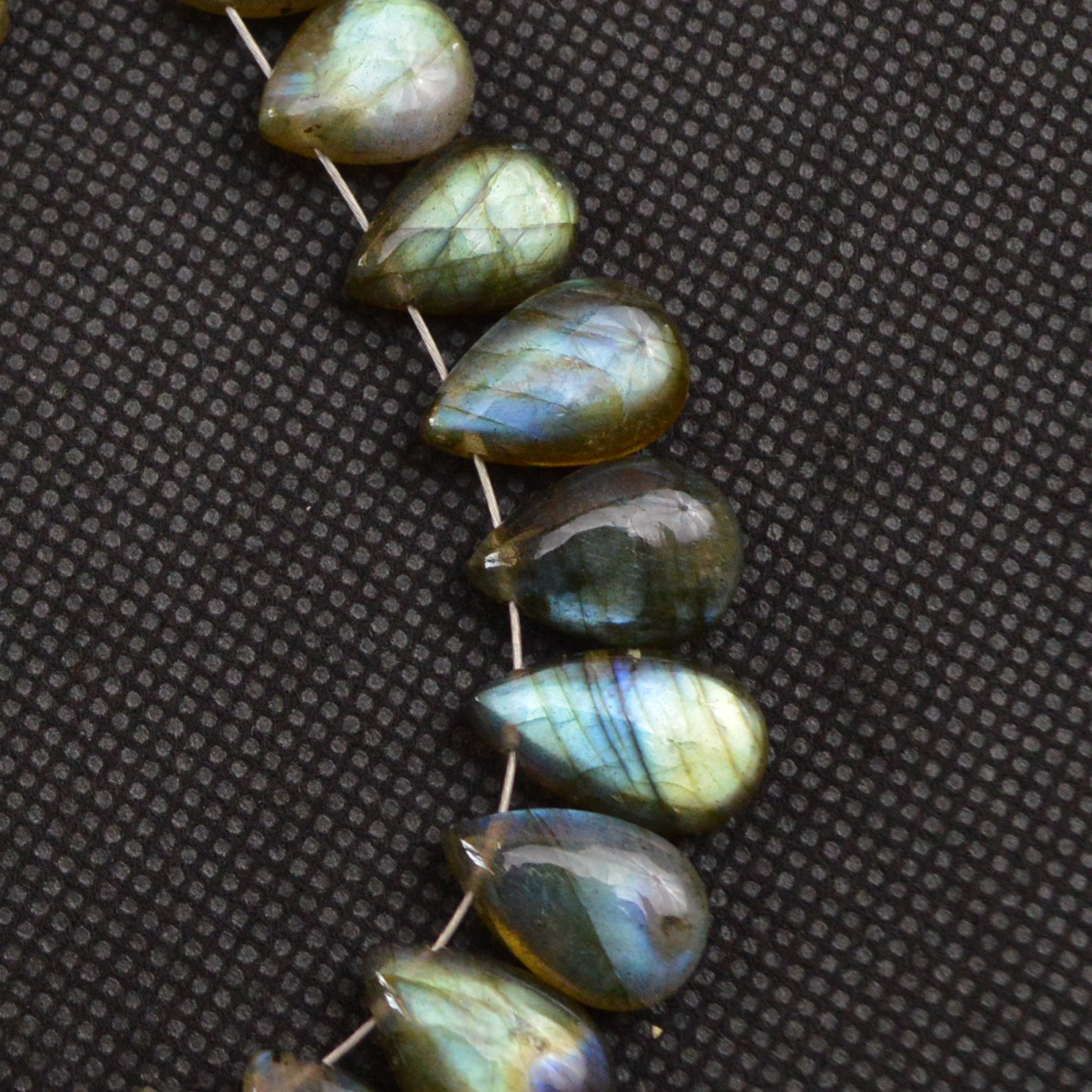 21 Pcs 117 Cts Natural Labradorite Side Drill Tear Drop Briolette Healing Crystal 19x6 10x8mm 18612