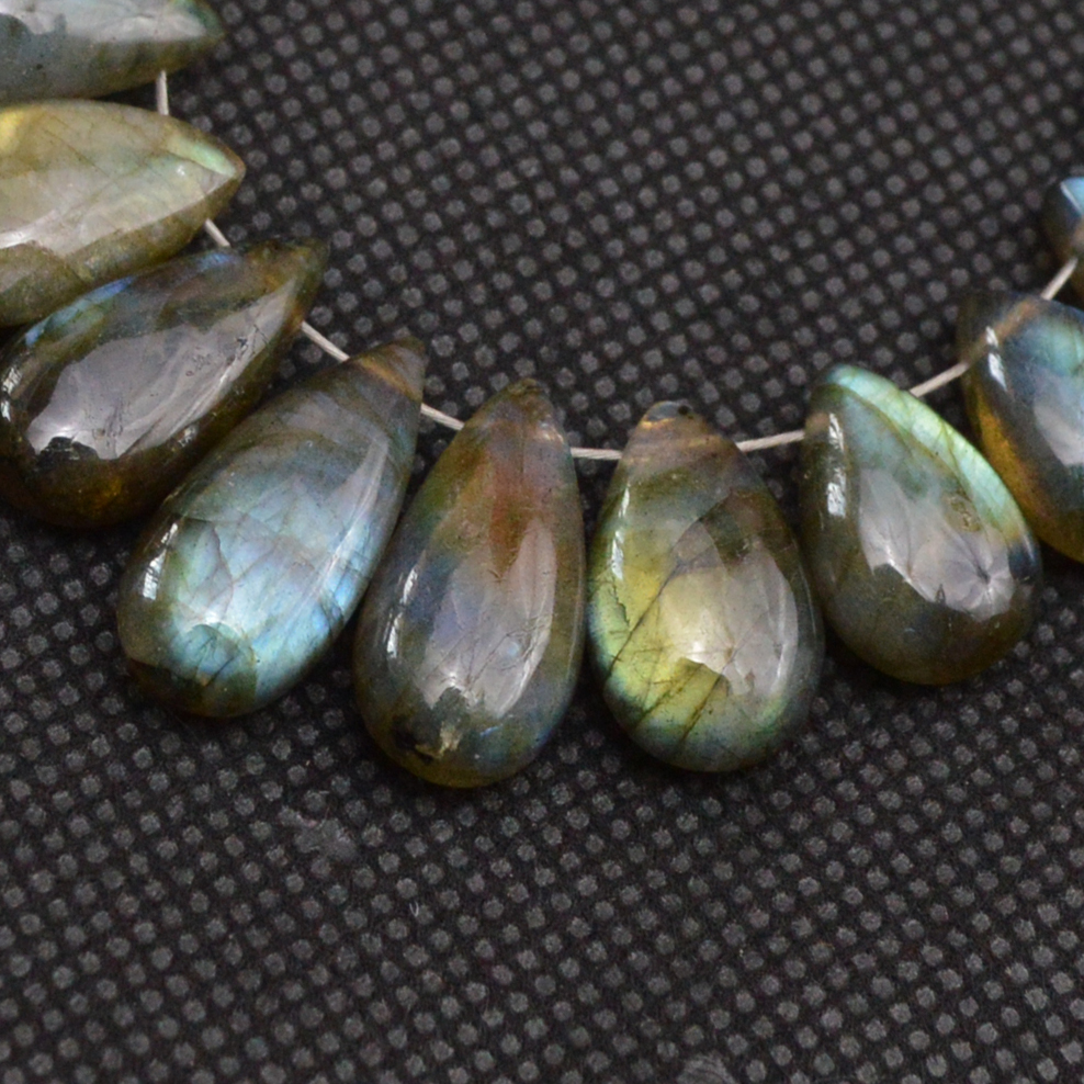 21 Pcs 117 Cts Natural Labradorite Side Drill Tear Drop Briolette Healing Crystal 19x6 10x8mm 18612