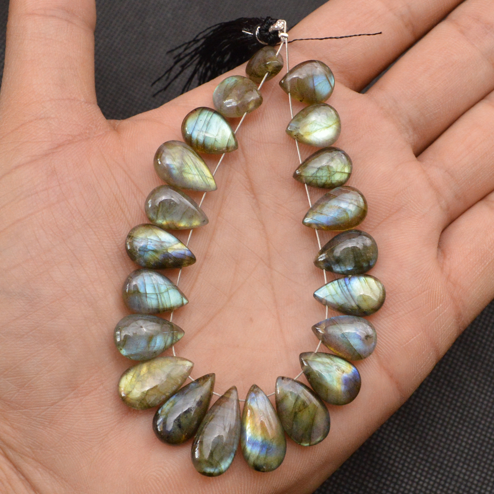 21 Pcs 117 Cts Natural Labradorite Side Drill Tear Drop Briolette Healing Crystal 19x6 10x8mm 18612