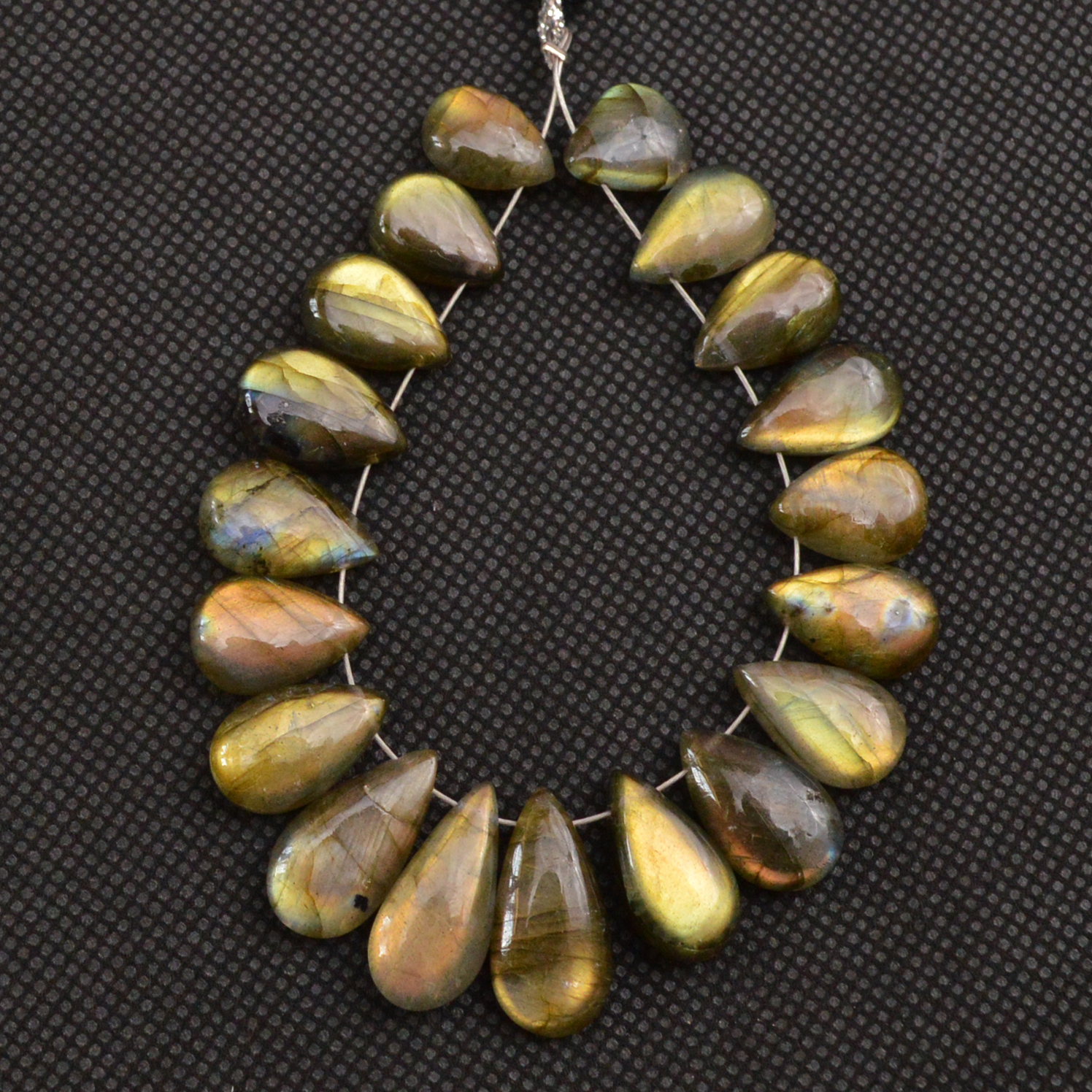18 Pcs 105 Cts Natural Labradorite Side Drill Tear Drop Briolette Healing Crystal 19x9 10x9mm 18613