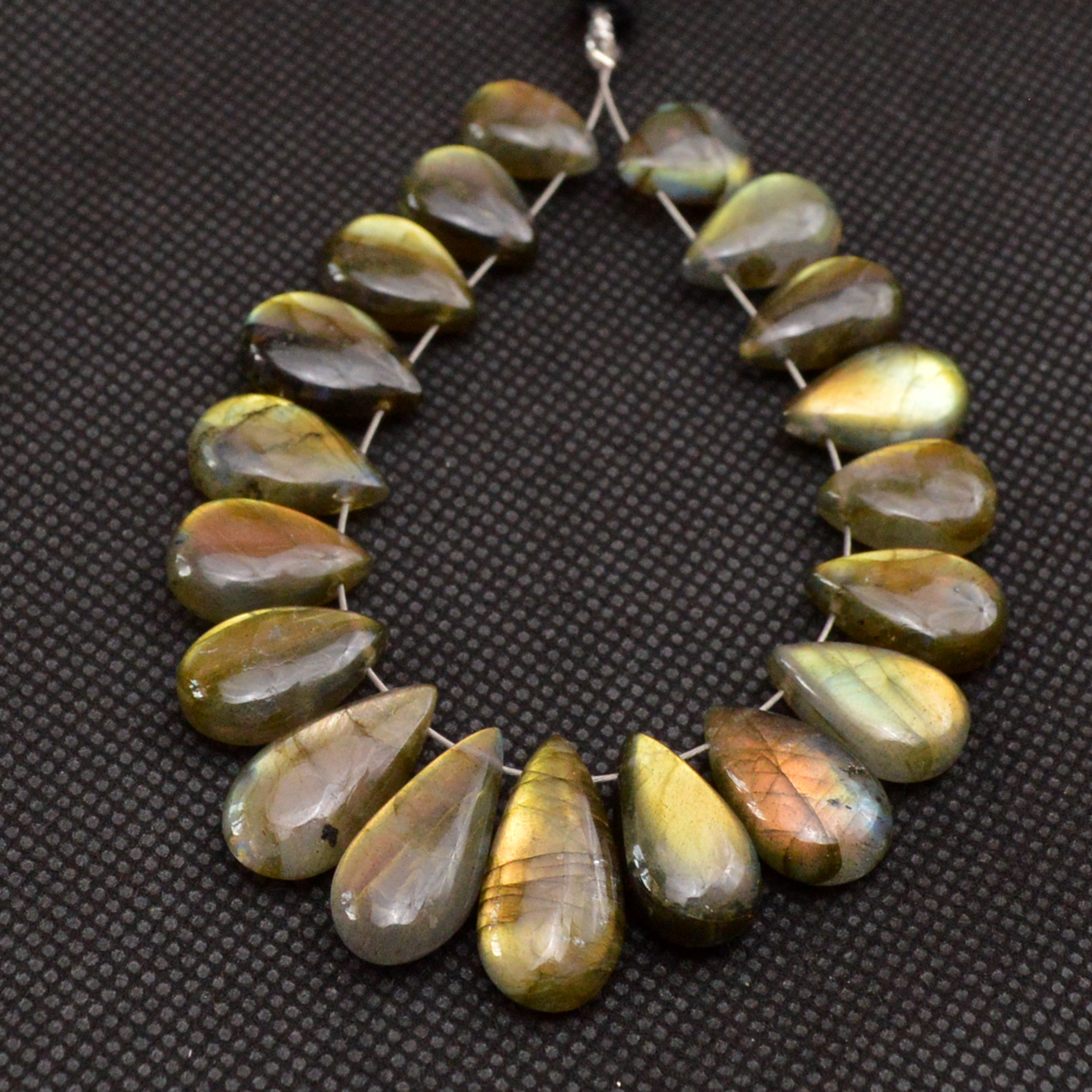 18 Pcs 105 Cts Natural Labradorite Side Drill Tear Drop Briolette Healing Crystal 19x9 10x9mm 18613
