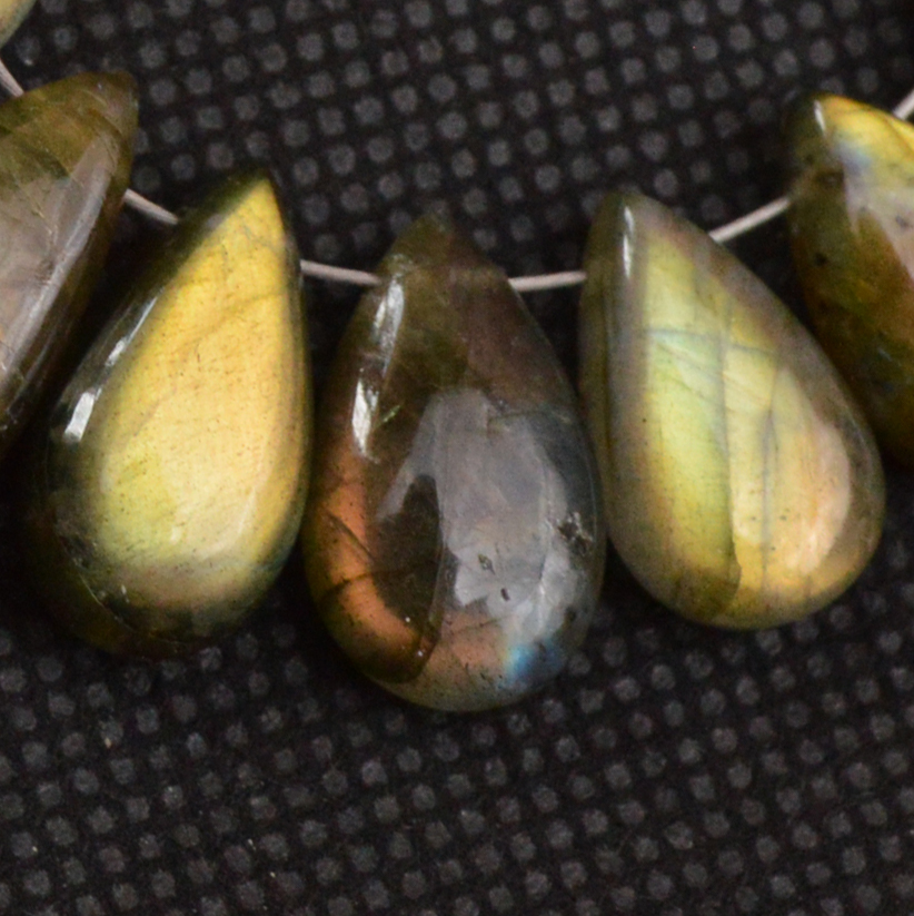 18 Pcs 105 Cts Natural Labradorite Side Drill Tear Drop Briolette Healing Crystal 19x9 10x9mm 18613