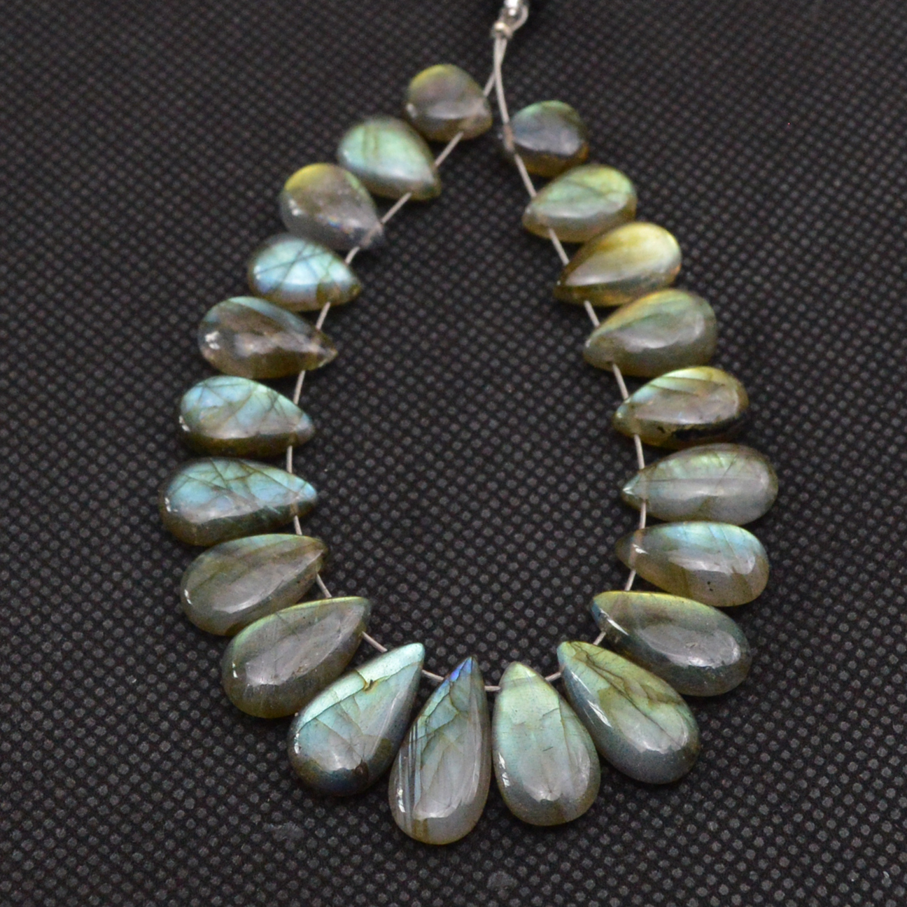 21 Pcs 80 Cts Natural Labradorite Side Drill Tear Drop Briolette Healing Crystal 15x7 9x6mm 18614