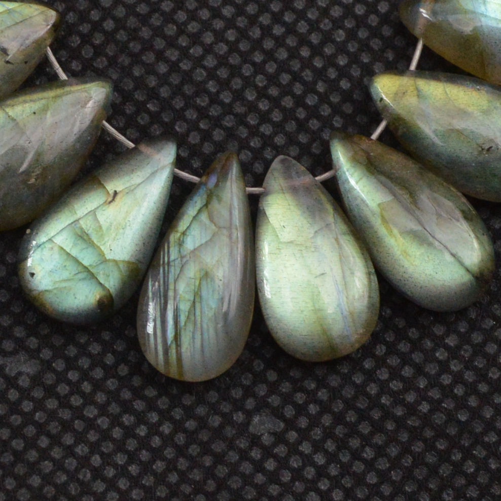 21 Pcs 80 Cts Natural Labradorite Side Drill Tear Drop Briolette Healing Crystal 15x7 9x6mm 18614