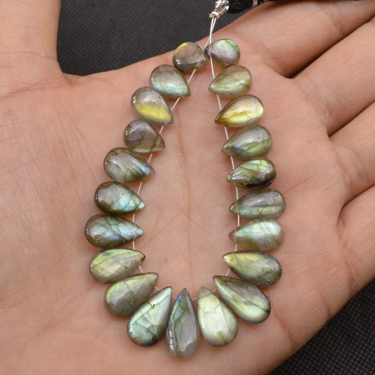 21 Pcs 80 Cts Natural Labradorite Side Drill Tear Drop Briolette Healing Crystal 15x7 9x6mm 18614