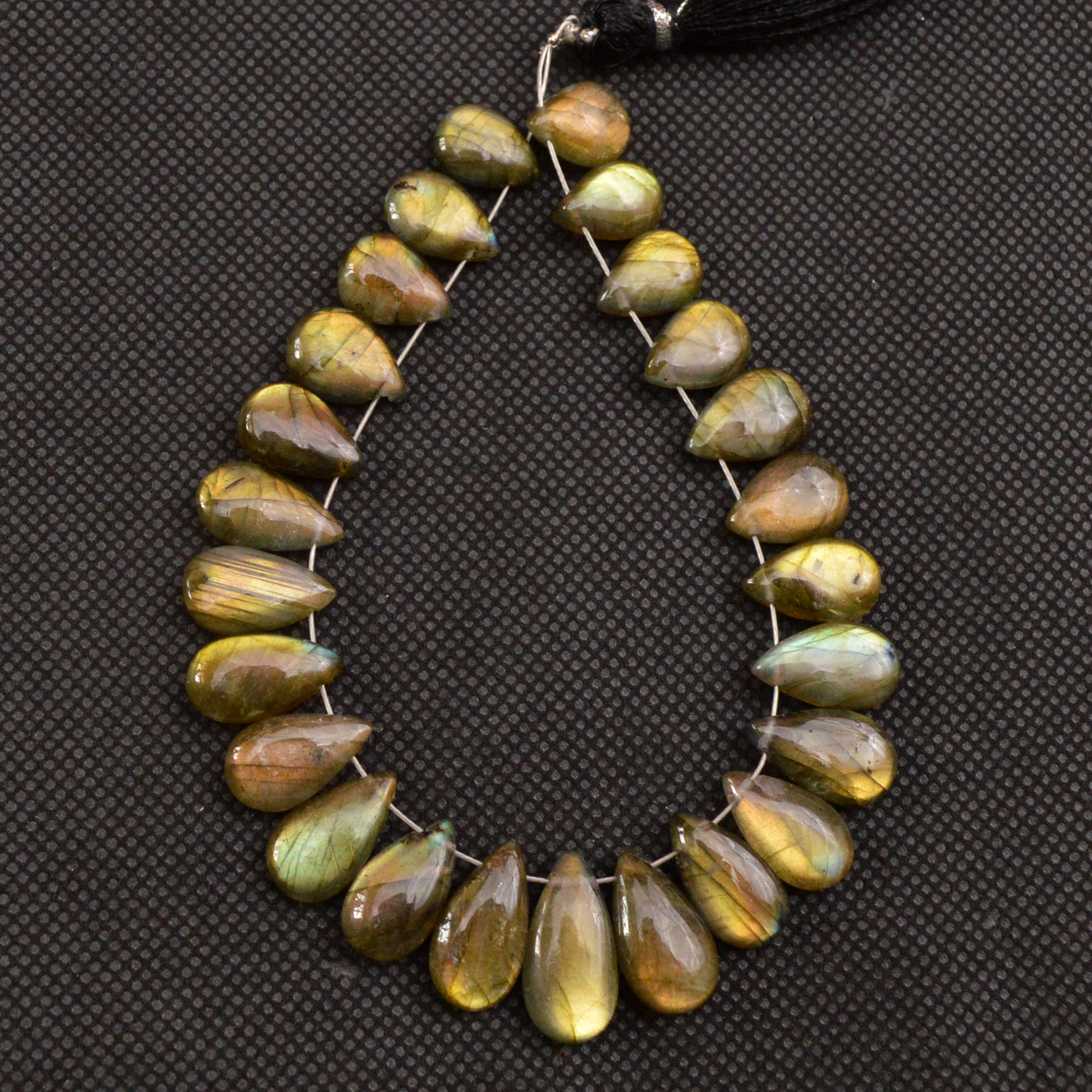 25 Pcs 98 Cts Natural Labradorite Side Drill Briolette Handmade Jewelry Supplies 15x6 10x6mm 18615