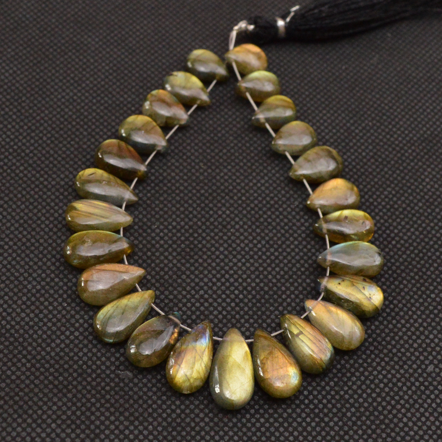 25 Pcs 98 Cts Natural Labradorite Side Drill Briolette Handmade Jewelry Supplies 15x6 10x6mm 18615