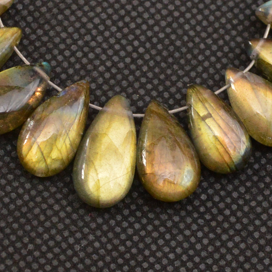 25 Pcs 98 Cts Natural Labradorite Side Drill Briolette Handmade Jewelry Supplies 15x6 10x6mm 18615