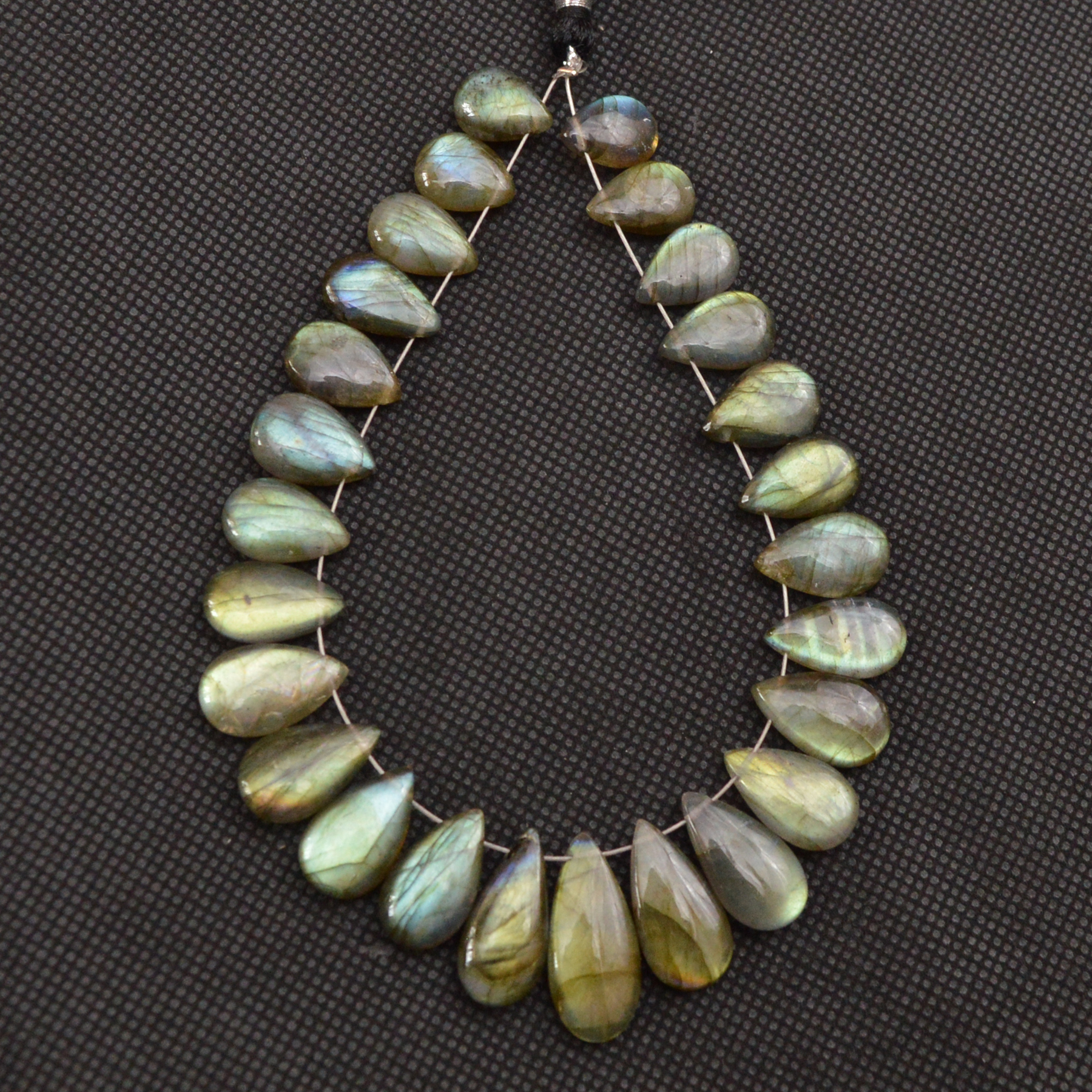 25 Pcs 122 Cts Natural Labradorite Side Drill Briolette Handmade Jewelry Supplies 20x9 10x9mm 18616
