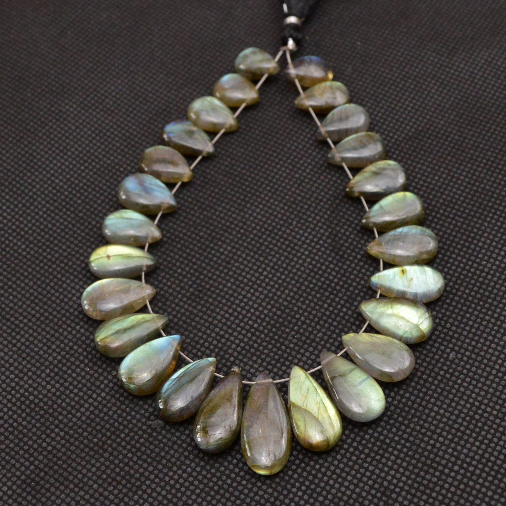 25 Pcs 122 Cts Natural Labradorite Side Drill Briolette Handmade Jewelry Supplies 20x9 10x9mm 18616