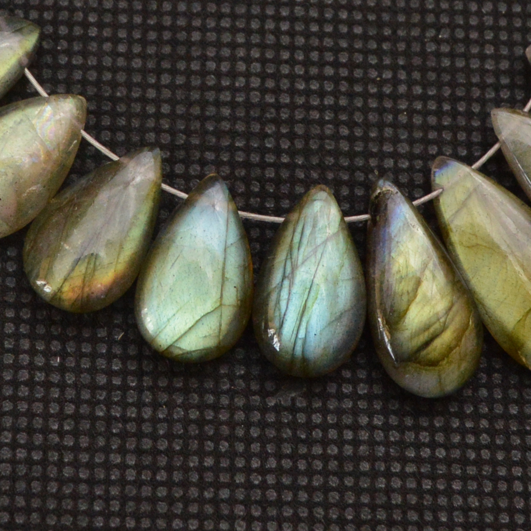 25 Pcs 122 Cts Natural Labradorite Side Drill Briolette Handmade Jewelry Supplies 20x9 10x9mm 18616