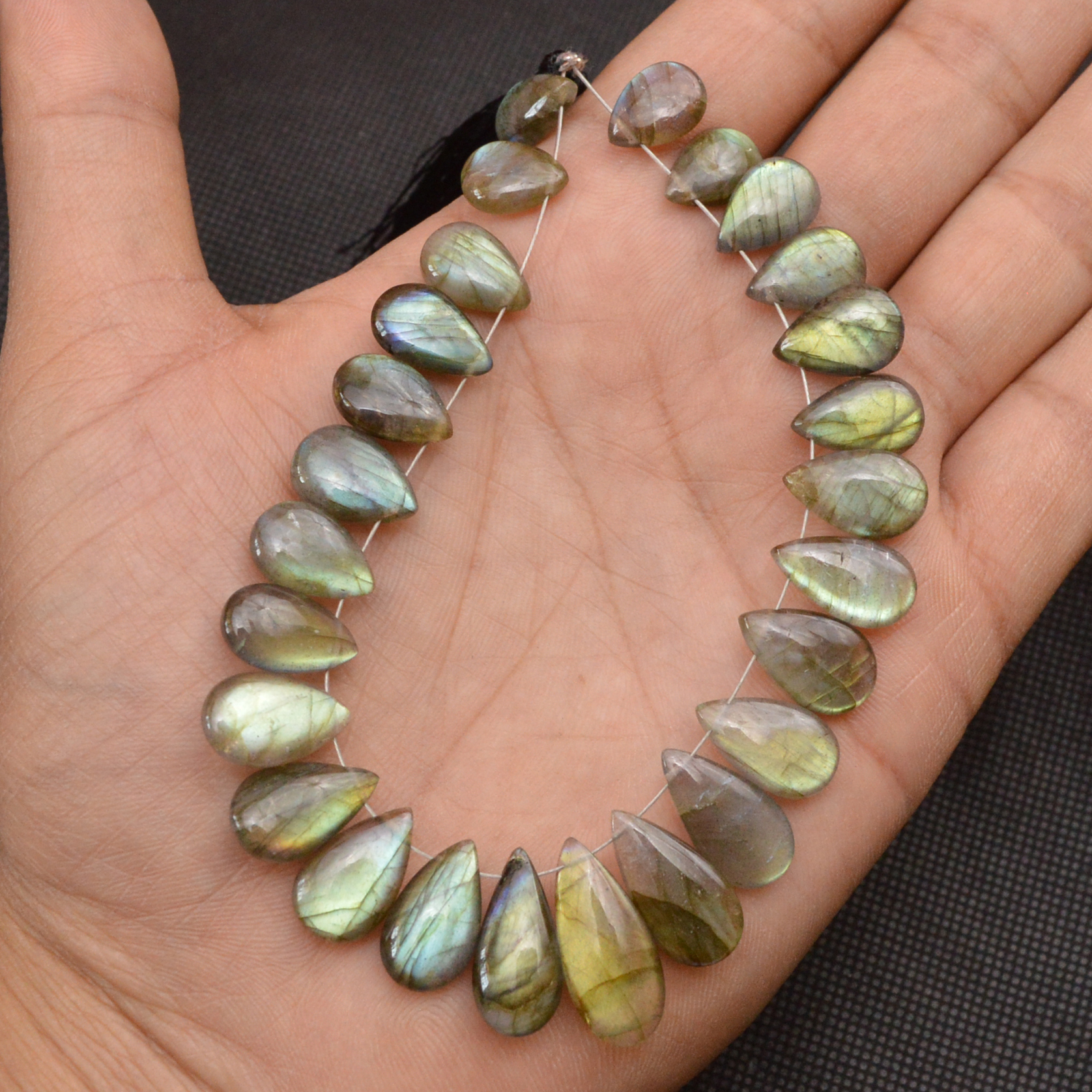 25 Pcs 122 Cts Natural Labradorite Side Drill Briolette Handmade Jewelry Supplies 20x9 10x9mm 18616