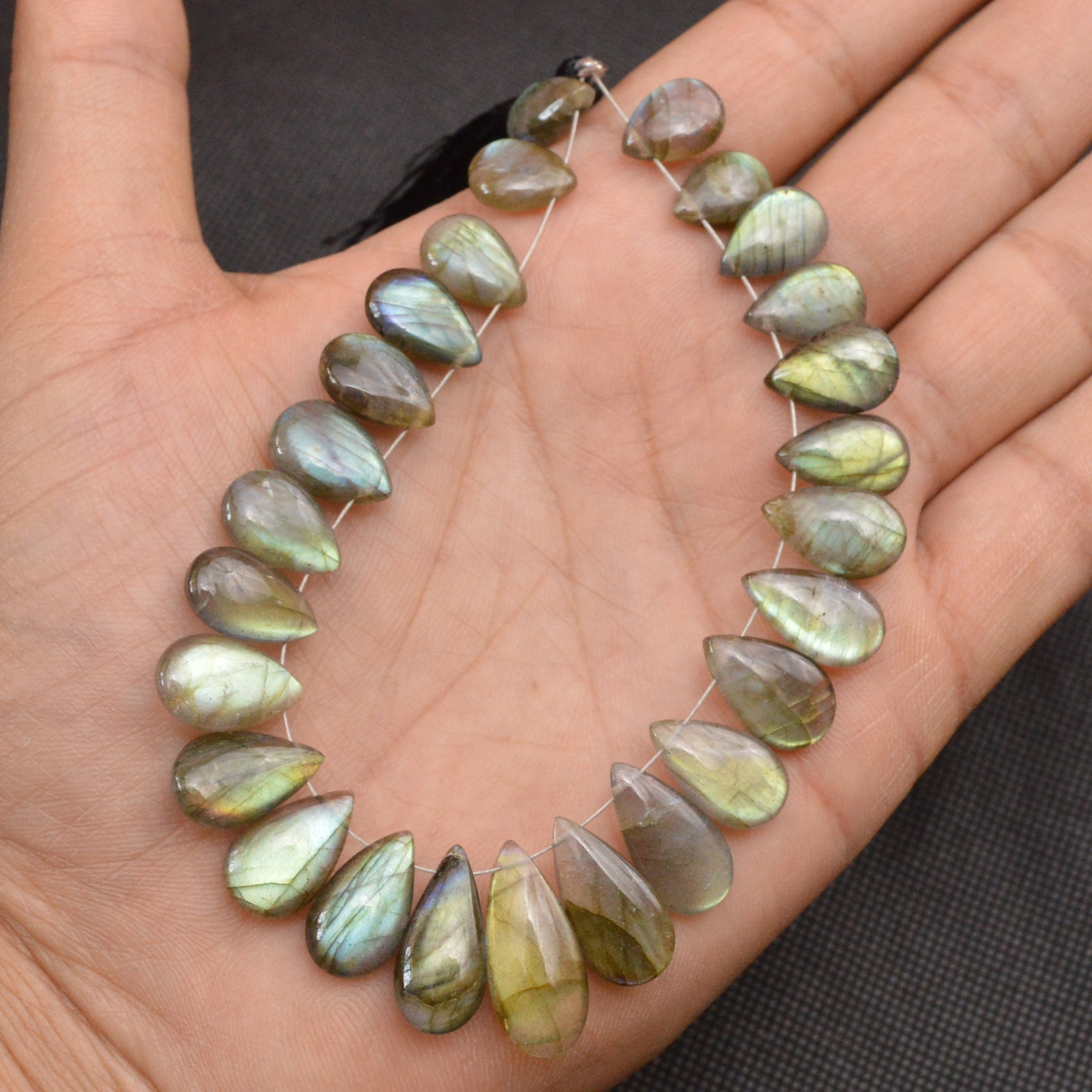 25 Pcs 122 Cts Natural Labradorite Side Drill Briolette Handmade Jewelry Supplies 20x9 10x9mm 18616