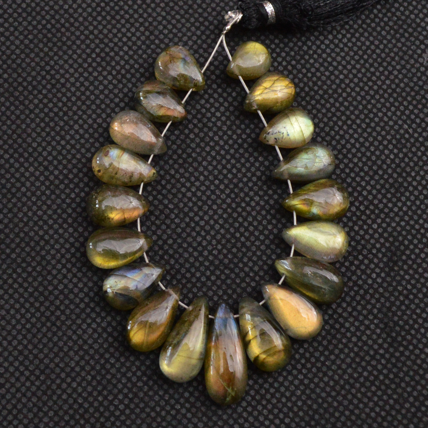 18 Pcs 73 Cts Natural Labradorite Side Drill Briolette Handmade Jewelry Supplies 16x5 9x5mm 18617