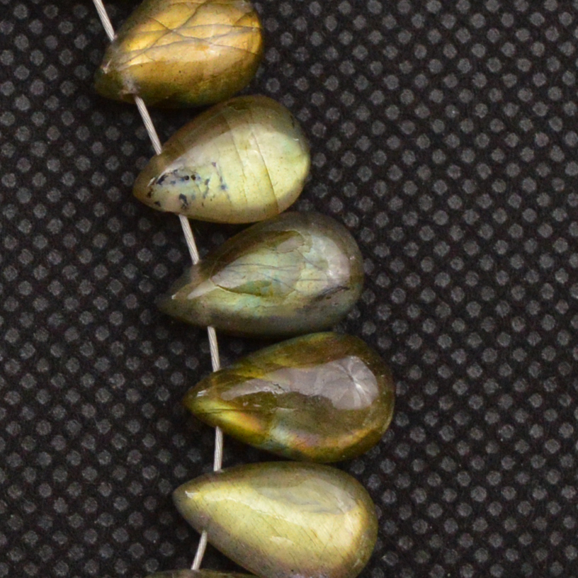 18 Pcs 73 Cts Natural Labradorite Side Drill Briolette Handmade Jewelry Supplies 16x5 9x5mm 18617