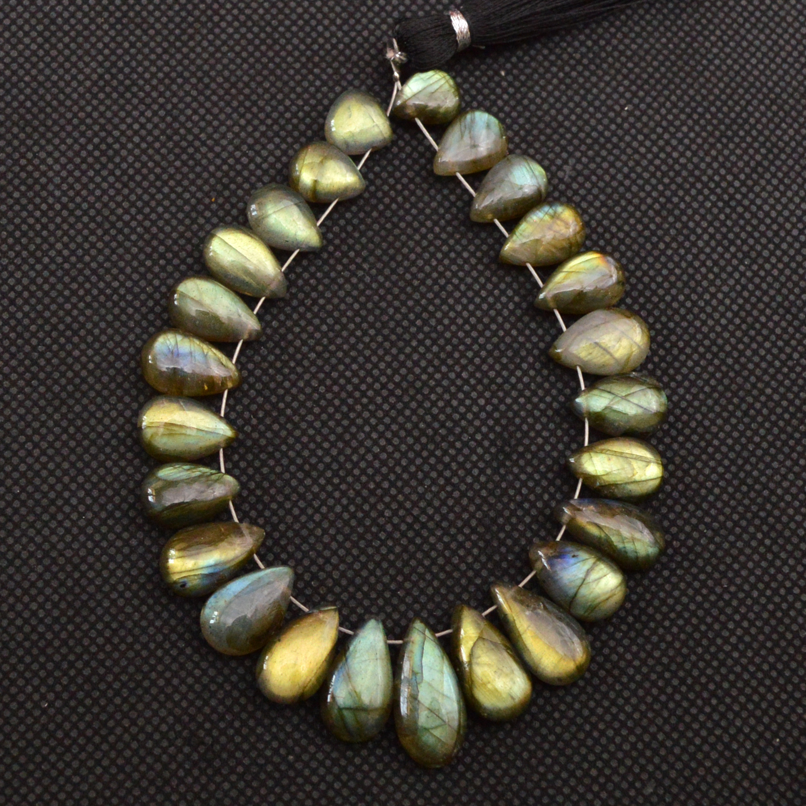 25 Pcs 109 Cts Natural Labradorite Side Drill Briolette Handmade Jewelry Supplies 16x6 8x6mm 18618