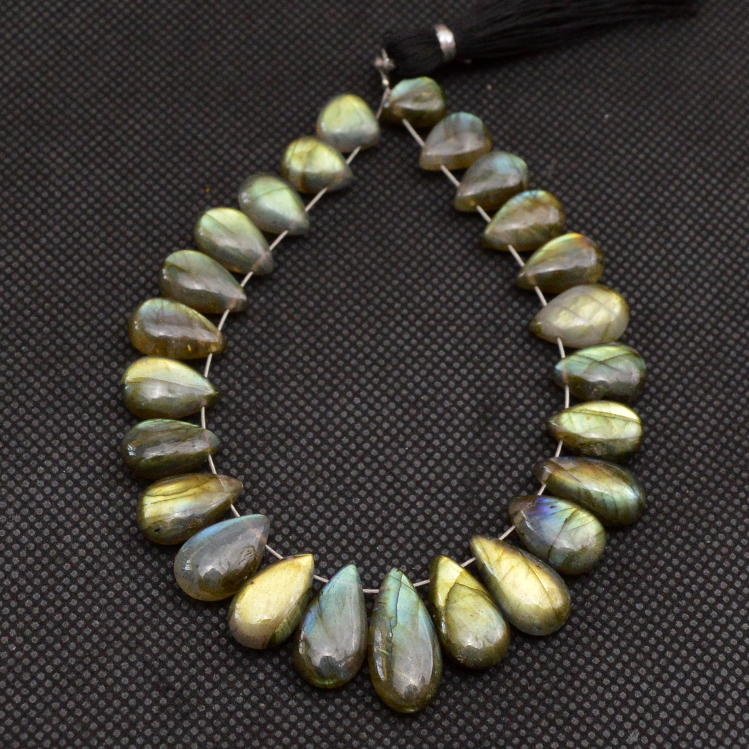 25 Pcs 109 Cts Natural Labradorite Side Drill Briolette Handmade Jewelry Supplies 16x6 8x6mm 18618
