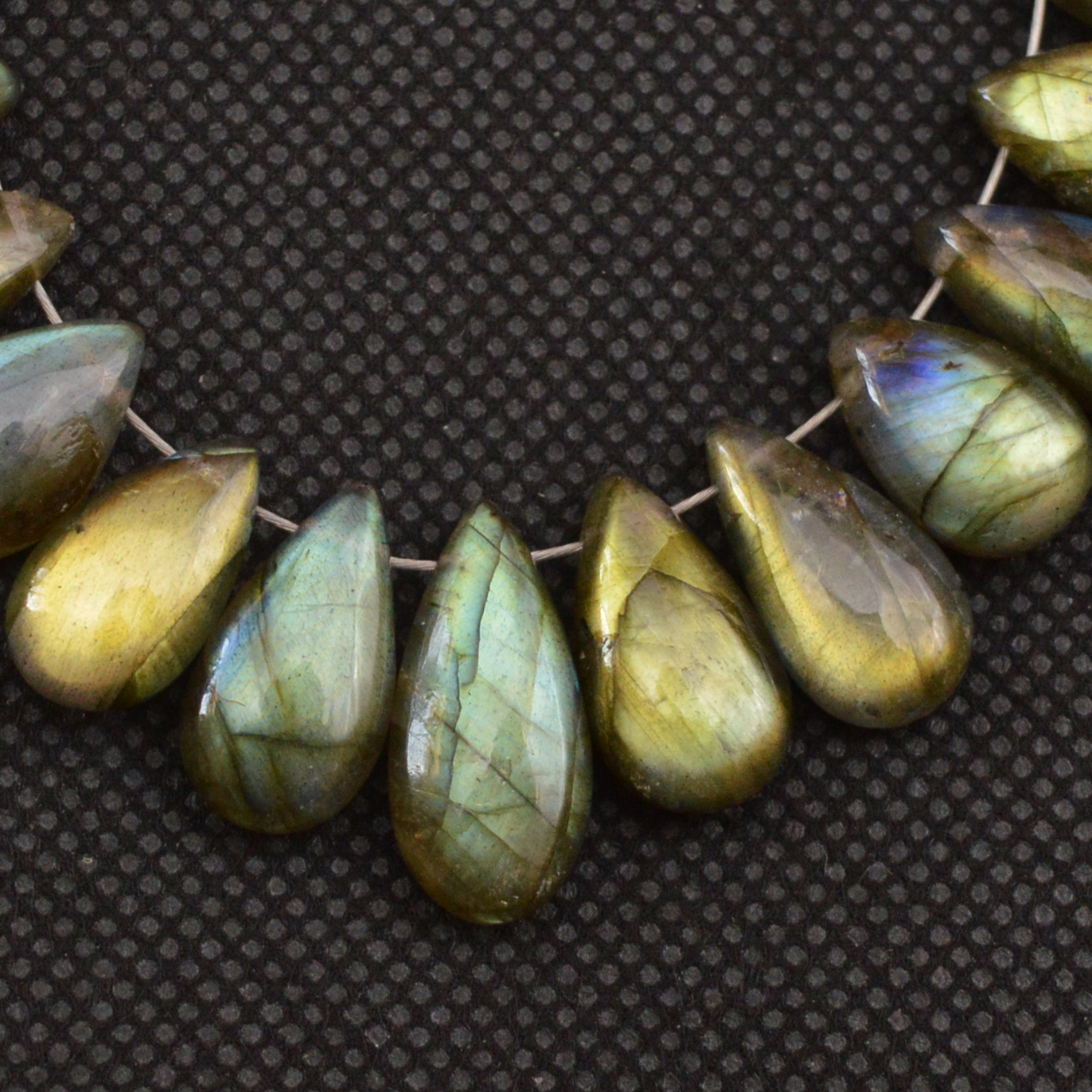 25 Pcs 109 Cts Natural Labradorite Side Drill Briolette Handmade Jewelry Supplies 16x6 8x6mm 18618