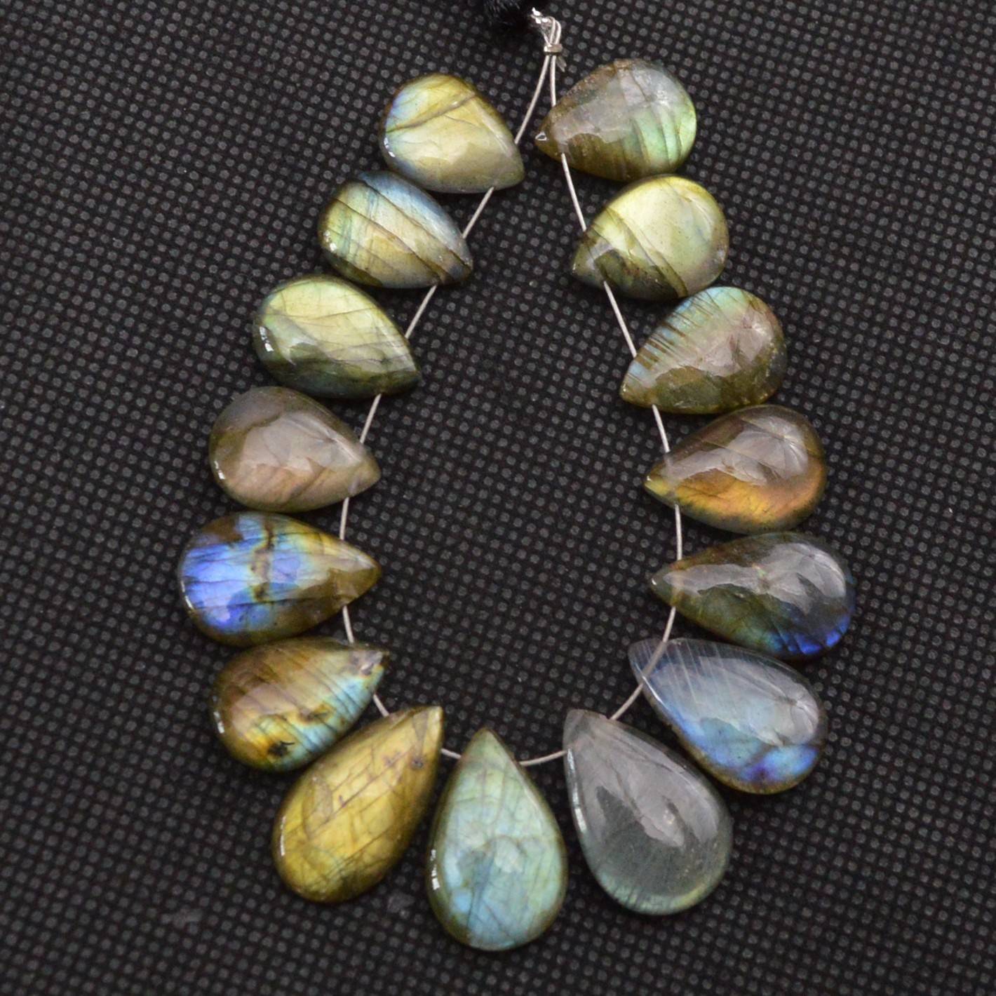 15 Pcs 103 Cts Natural Labradorite Side Drill Briolette Handmade Jewelry Supplies 19x11 14x10mm 18619