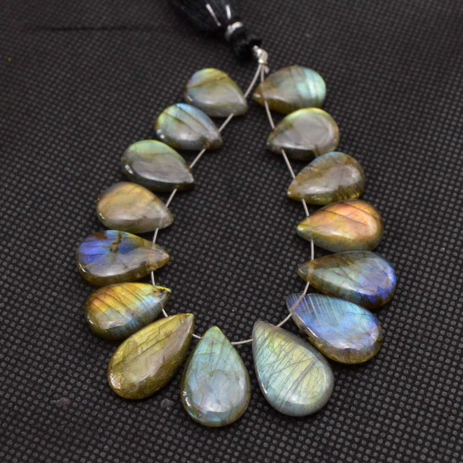 15 Pcs 103 Cts Natural Labradorite Side Drill Briolette Handmade Jewelry Supplies 19x11 14x10mm 18619