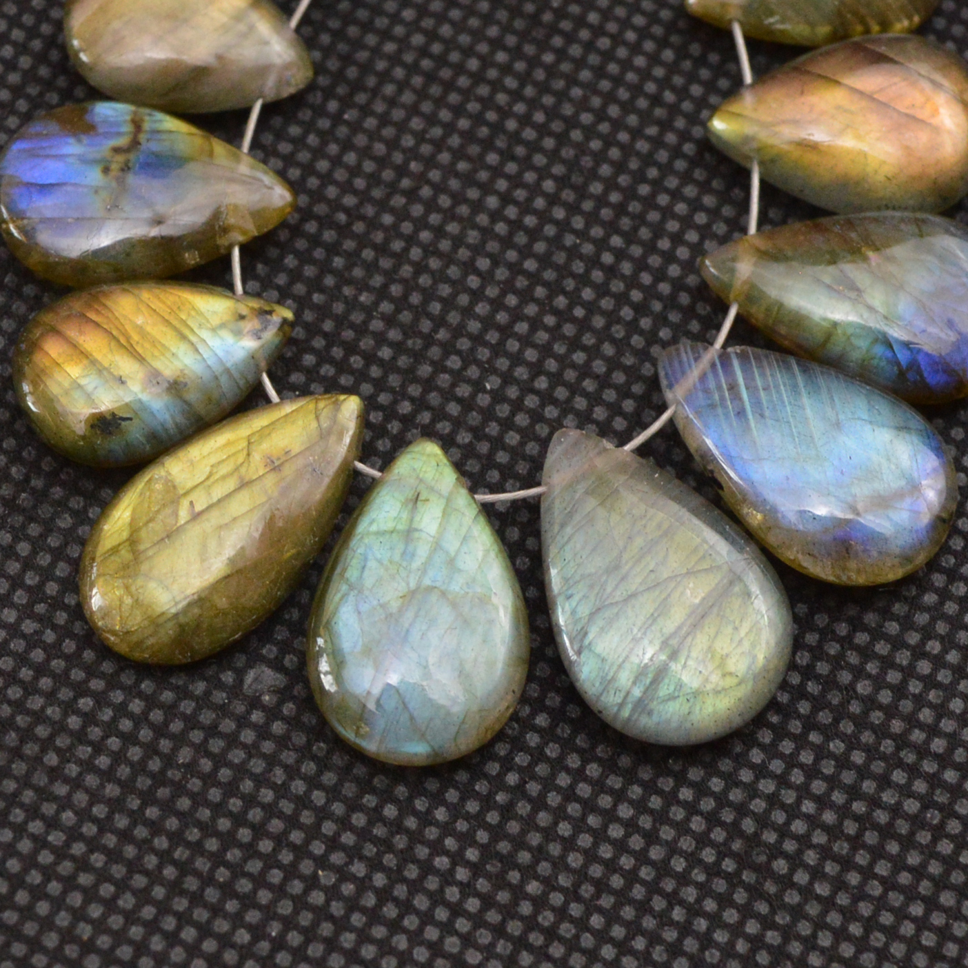 15 Pcs 103 Cts Natural Labradorite Side Drill Briolette Handmade Jewelry Supplies 19x11 14x10mm 18619