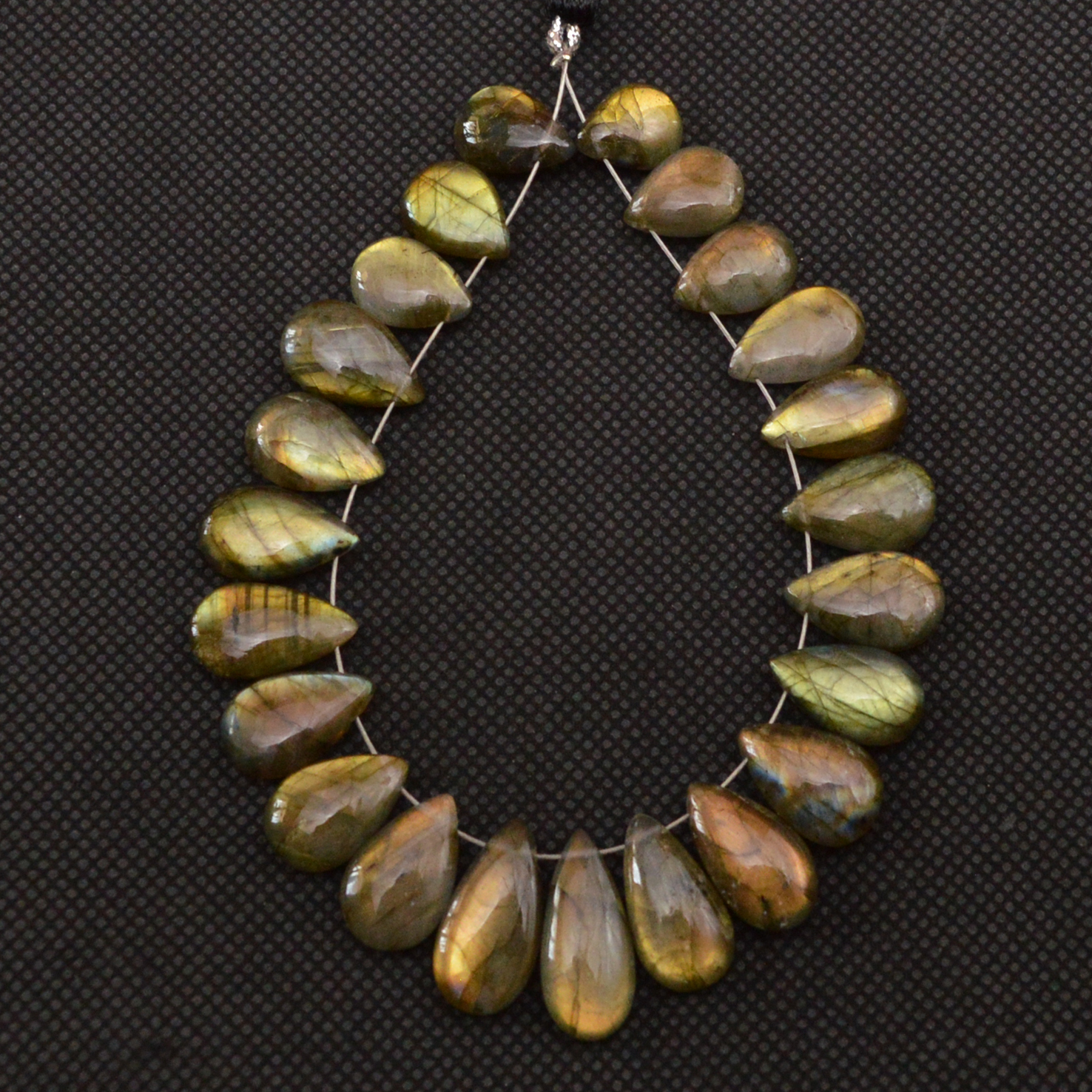 23 Pcs 109 Cts Natural Labradorite Side Drill Briolette Handmade Jewelry Supplies 16x6 10x6mm 18620