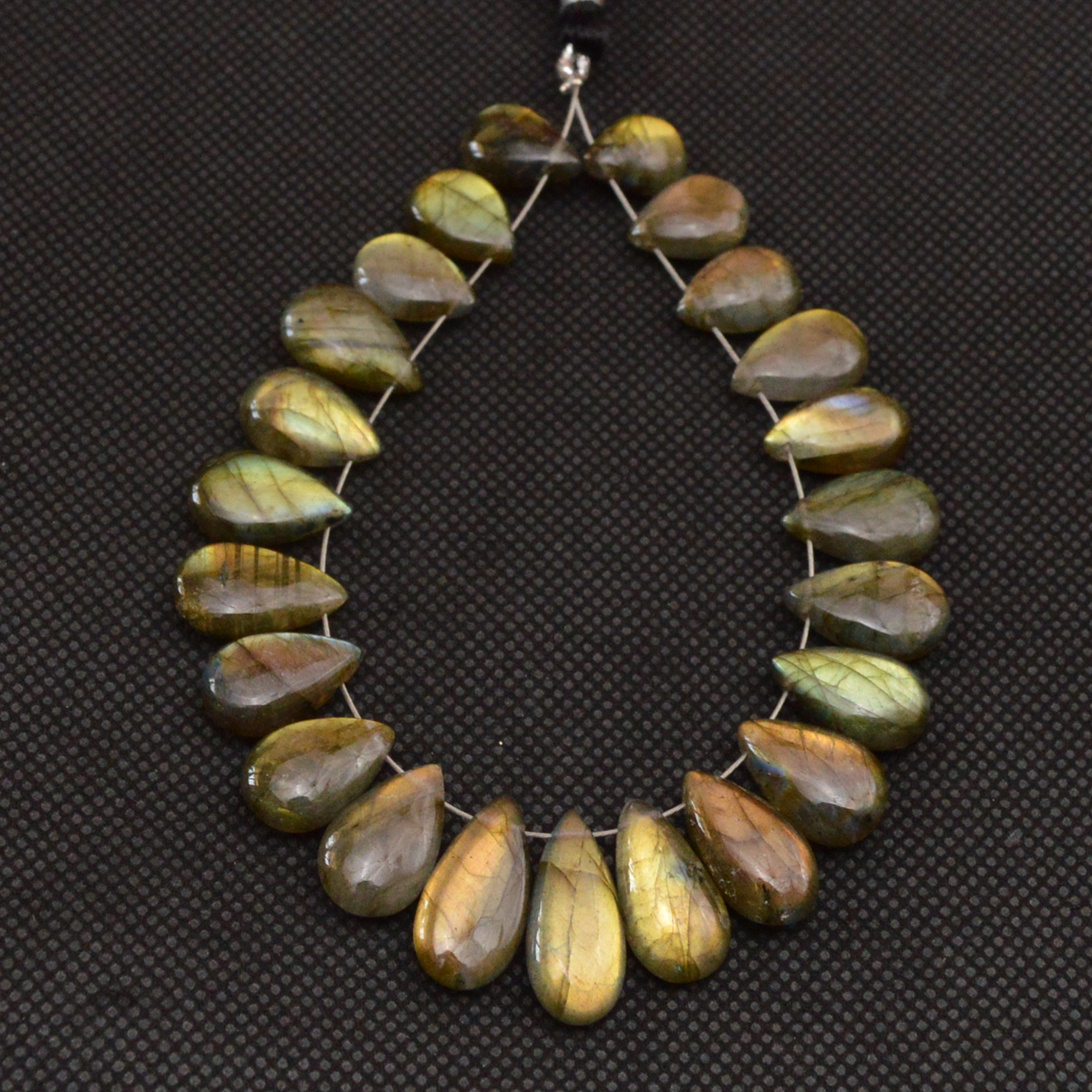 23 Pcs 109 Cts Natural Labradorite Side Drill Briolette Handmade Jewelry Supplies 16x6 10x6mm 18620
