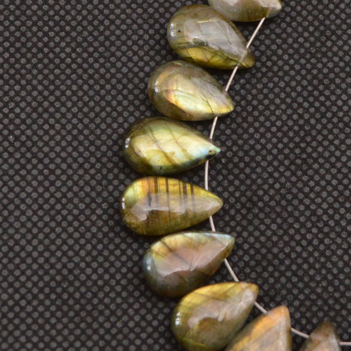 23 Pcs 109 Cts Natural Labradorite Side Drill Briolette Handmade Jewelry Supplies 16x6 10x6mm 18620