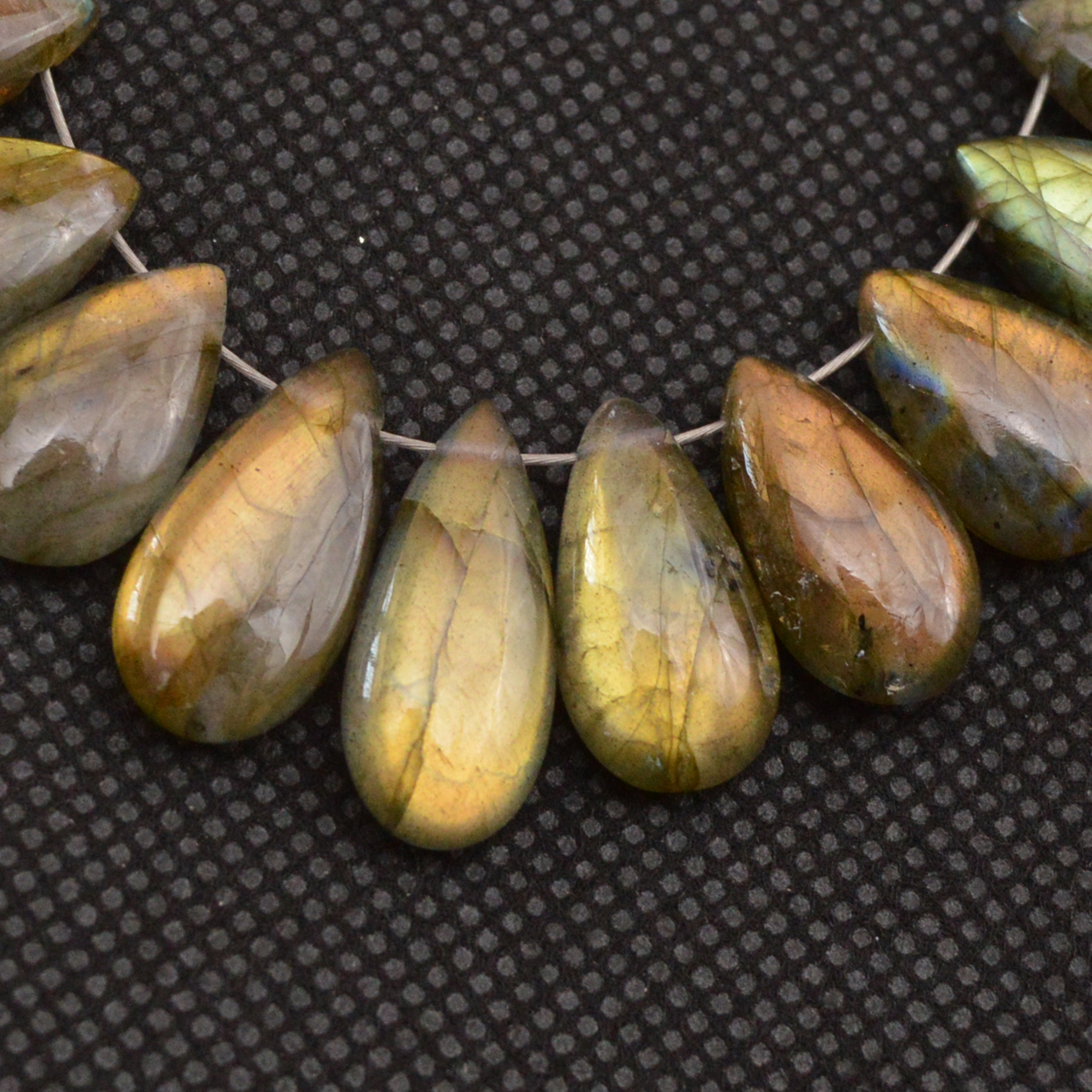 23 Pcs 109 Cts Natural Labradorite Side Drill Briolette Handmade Jewelry Supplies 16x6 10x6mm 18620