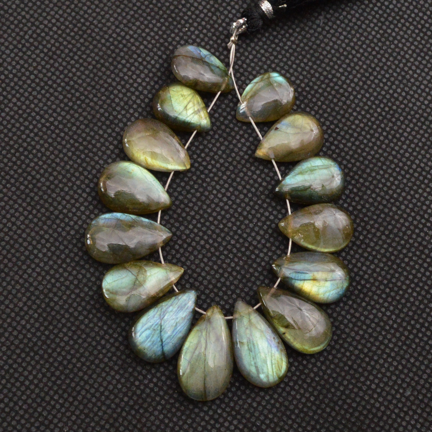 15 Pcs 87 Cts Natural Labradorite Side Drill Briolette Handmade Jewelry Supplies 19x10 12x9mm 18621