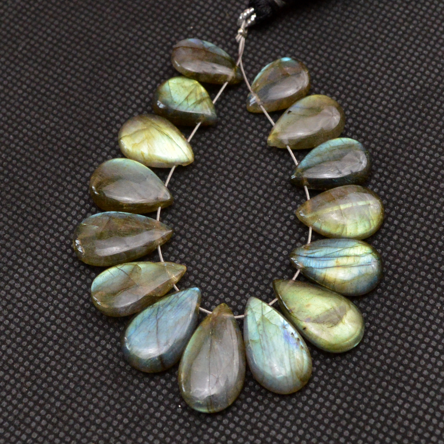 15 Pcs 87 Cts Natural Labradorite Side Drill Briolette Handmade Jewelry Supplies 19x10 12x9mm 18621
