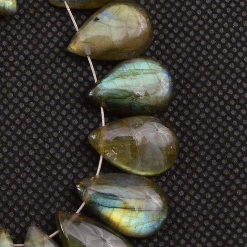 15 Pcs 87 Cts Natural Labradorite Side Drill Briolette Handmade Jewelry Supplies 19x10 12x9mm 18621