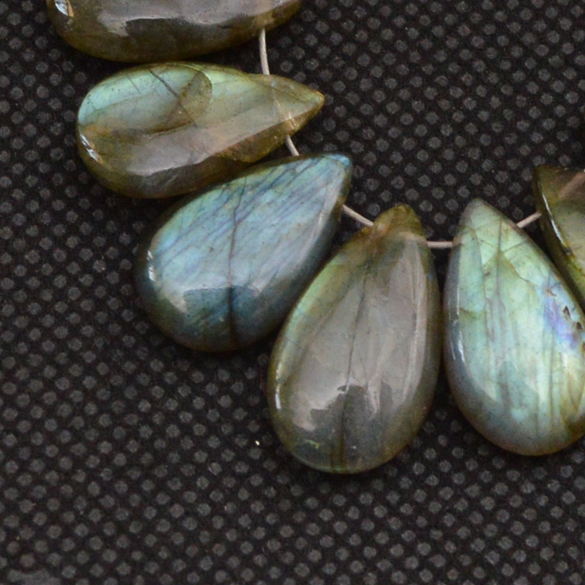 15 Pcs 87 Cts Natural Labradorite Side Drill Briolette Handmade Jewelry Supplies 19x10 12x9mm 18621
