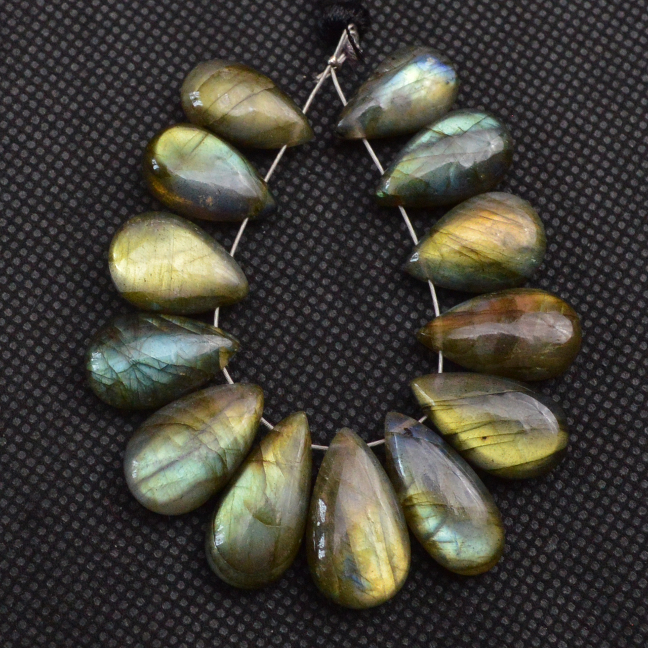 13 Pcs 104 Cts Natural Labradorite Side Drill Briolette Handmade Jewelry Supplies 19x8 14x6mm 18622