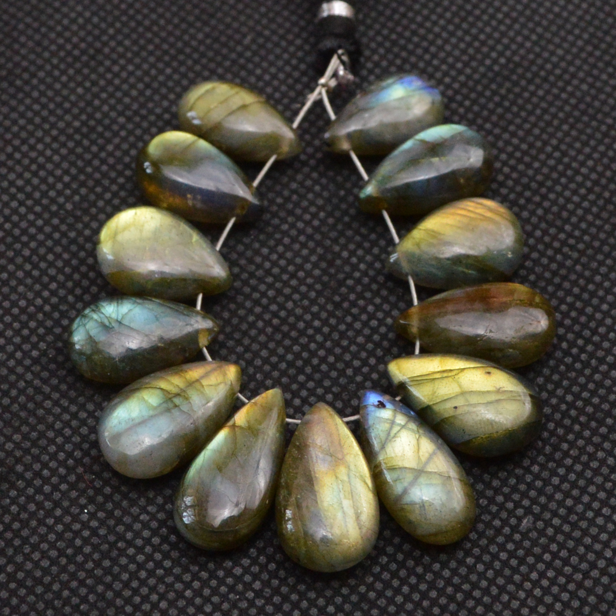13 Pcs 104 Cts Natural Labradorite Side Drill Briolette Handmade Jewelry Supplies 19x8 14x6mm 18622