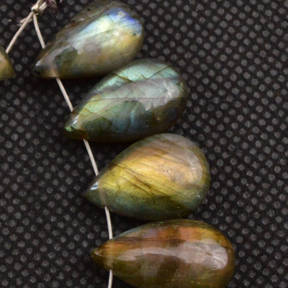 13 Pcs 104 Cts Natural Labradorite Side Drill Briolette Handmade Jewelry Supplies 19x8 14x6mm 18622