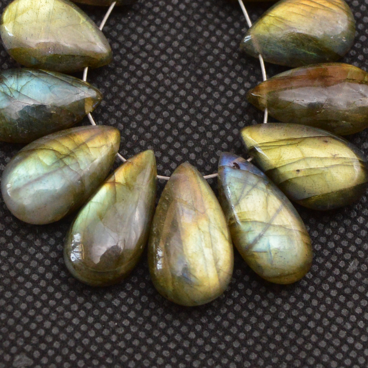 13 Pcs 104 Cts Natural Labradorite Side Drill Briolette Handmade Jewelry Supplies 19x8 14x6mm 18622