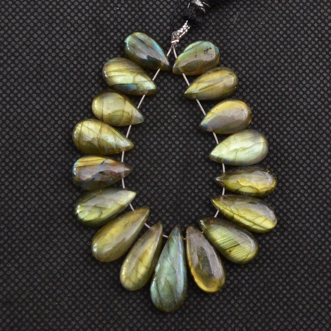 17 Pcs 77 Cts Natural Labradorite Side Drill Briolette Handmade Jewelry Supplies 20x6 10x5mm 18623