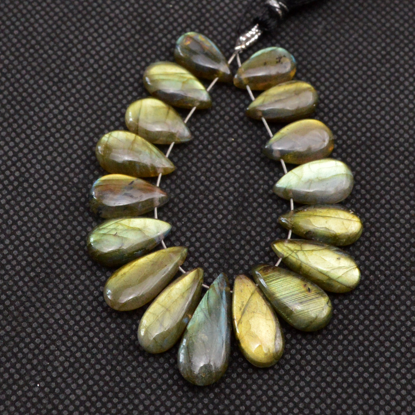 17 Pcs 77 Cts Natural Labradorite Side Drill Briolette Handmade Jewelry Supplies 20x6 10x5mm 18623